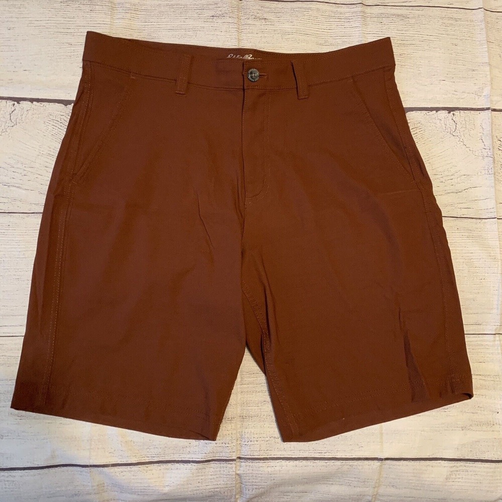 Eddie Bauer Shorts Mens 34 Rust Travex Chino Golf Hiking Camp Nylon Stretch